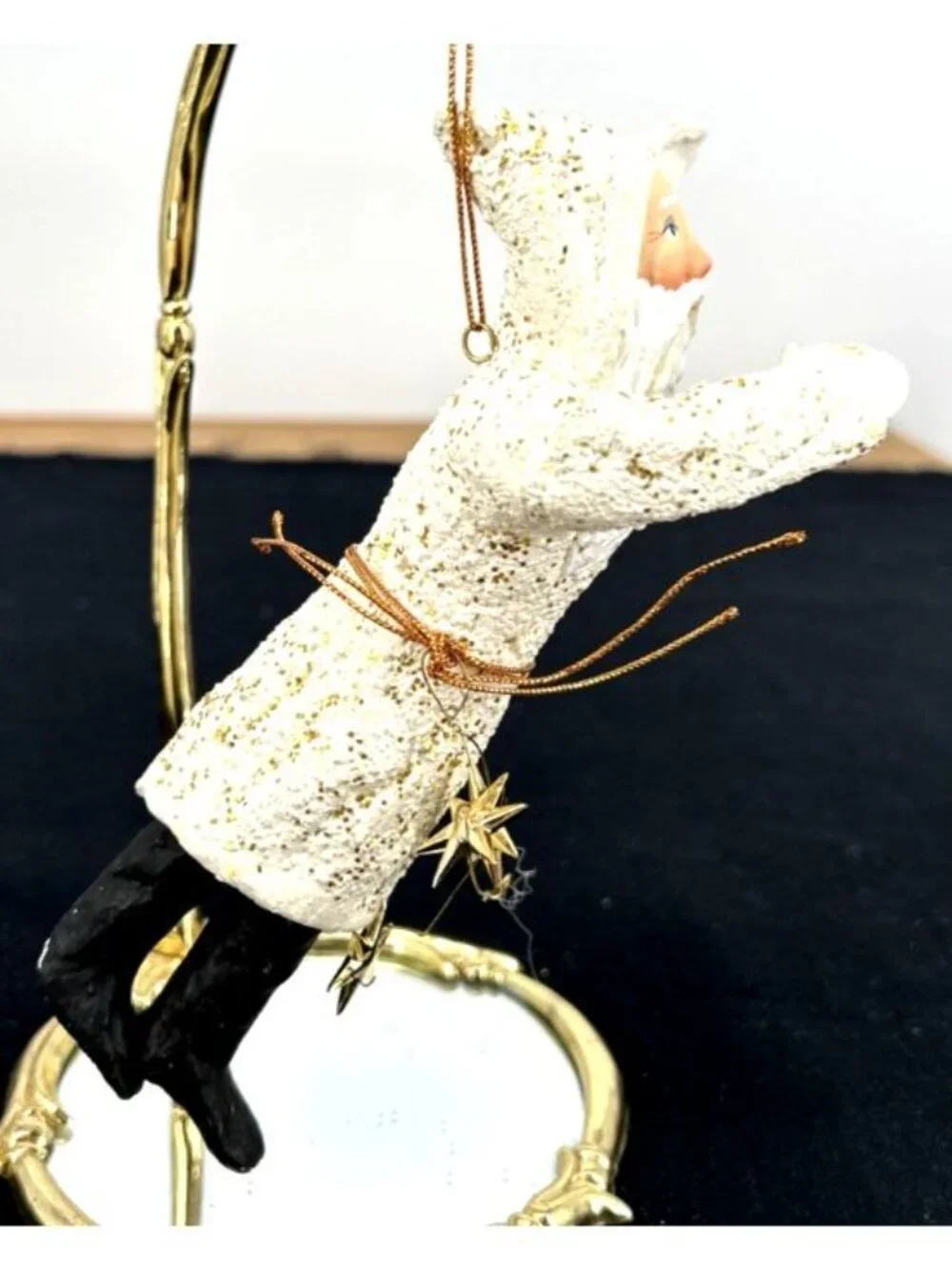 Dept 56 Christmas Ornament Flying Santa Belsnickle White Composition 7